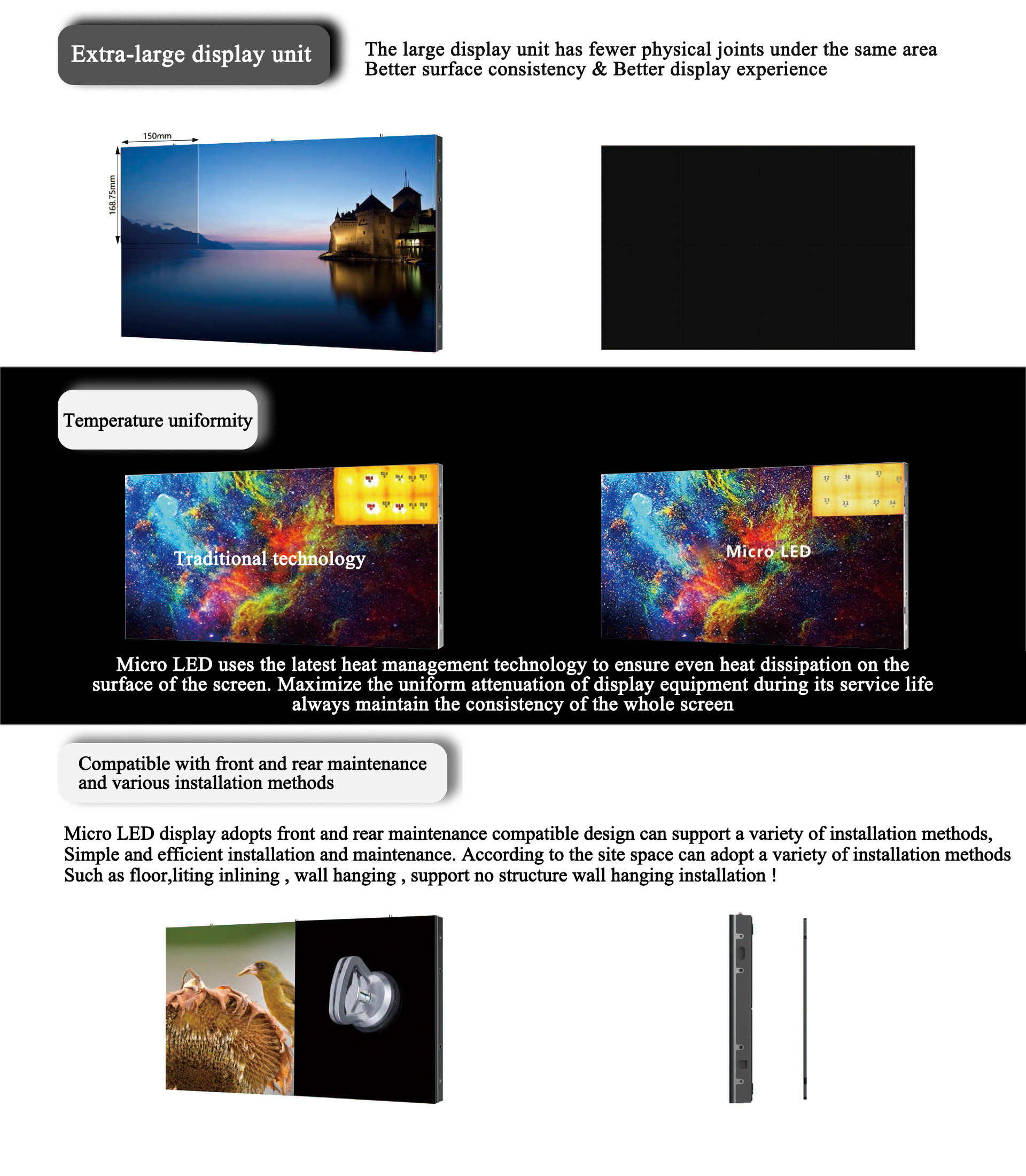 Indoor COB LED Display Small Pixel Pitch P0.7mm 2K 4K 8K HD Resolution ...